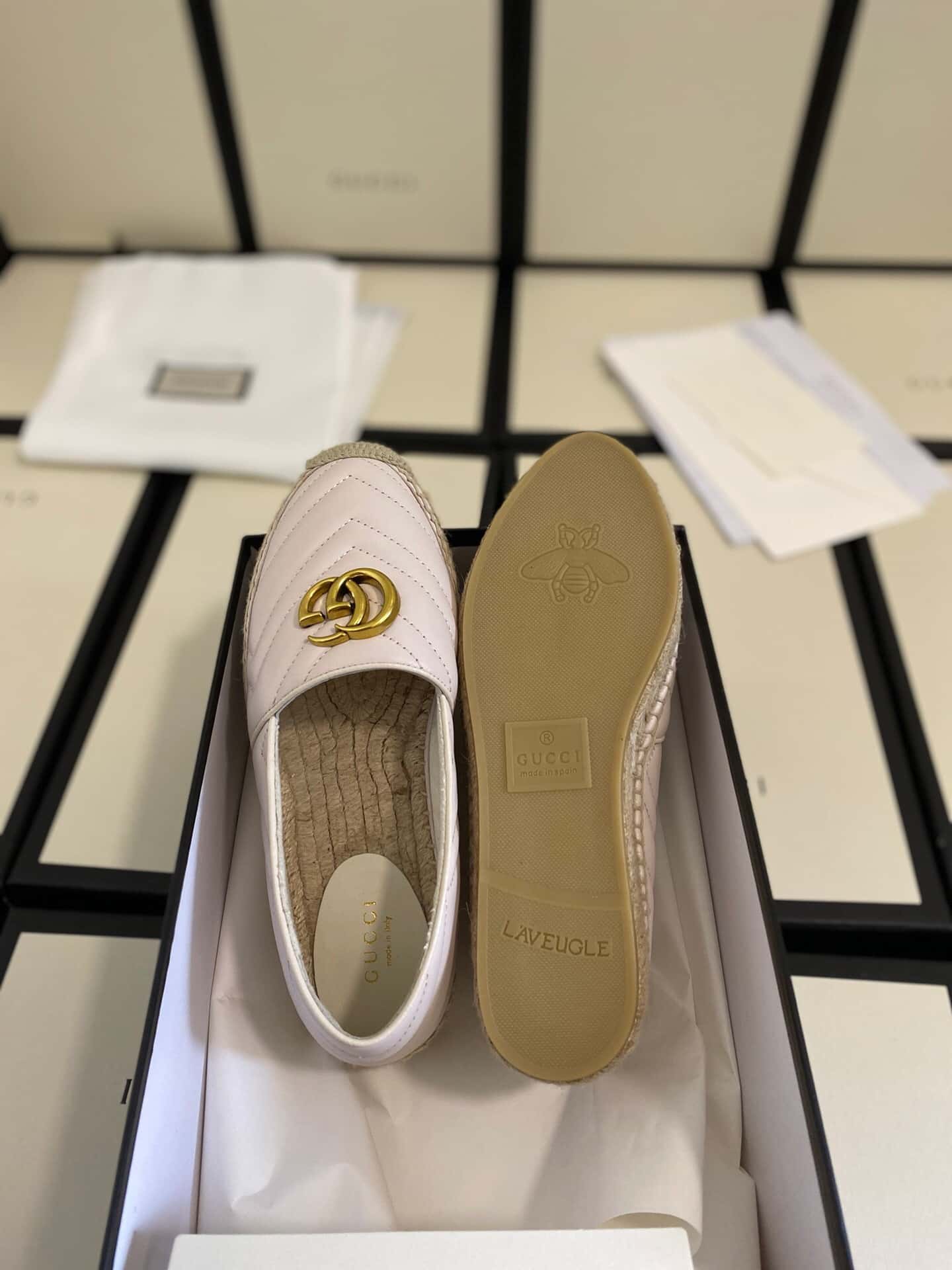 Gucci Leather Espadrille With Double G White ?551890 Bko00 1000