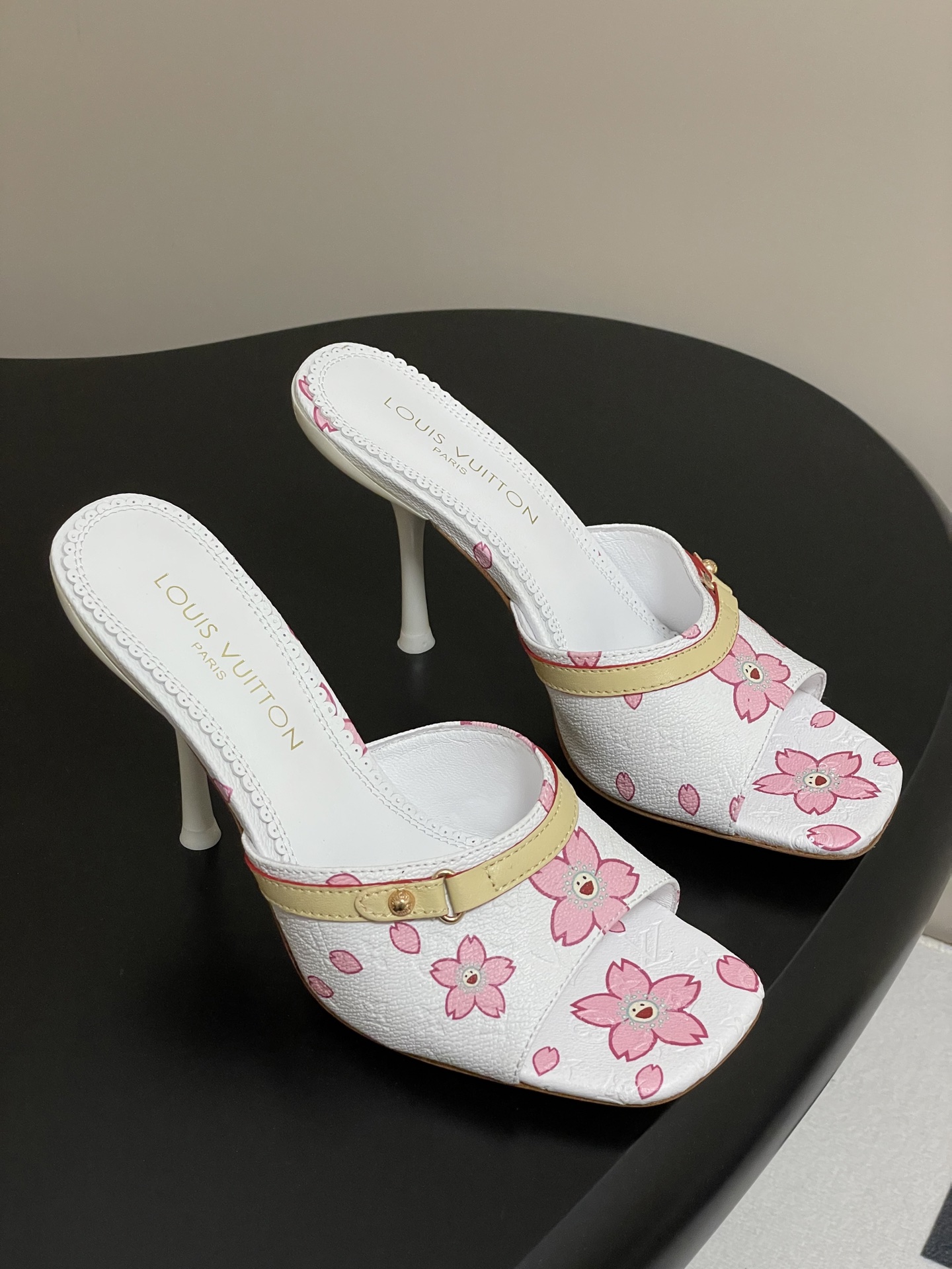 Louis Vuitton x Takashi Murakami Cherry Blossom Mule White Monogram Canvas