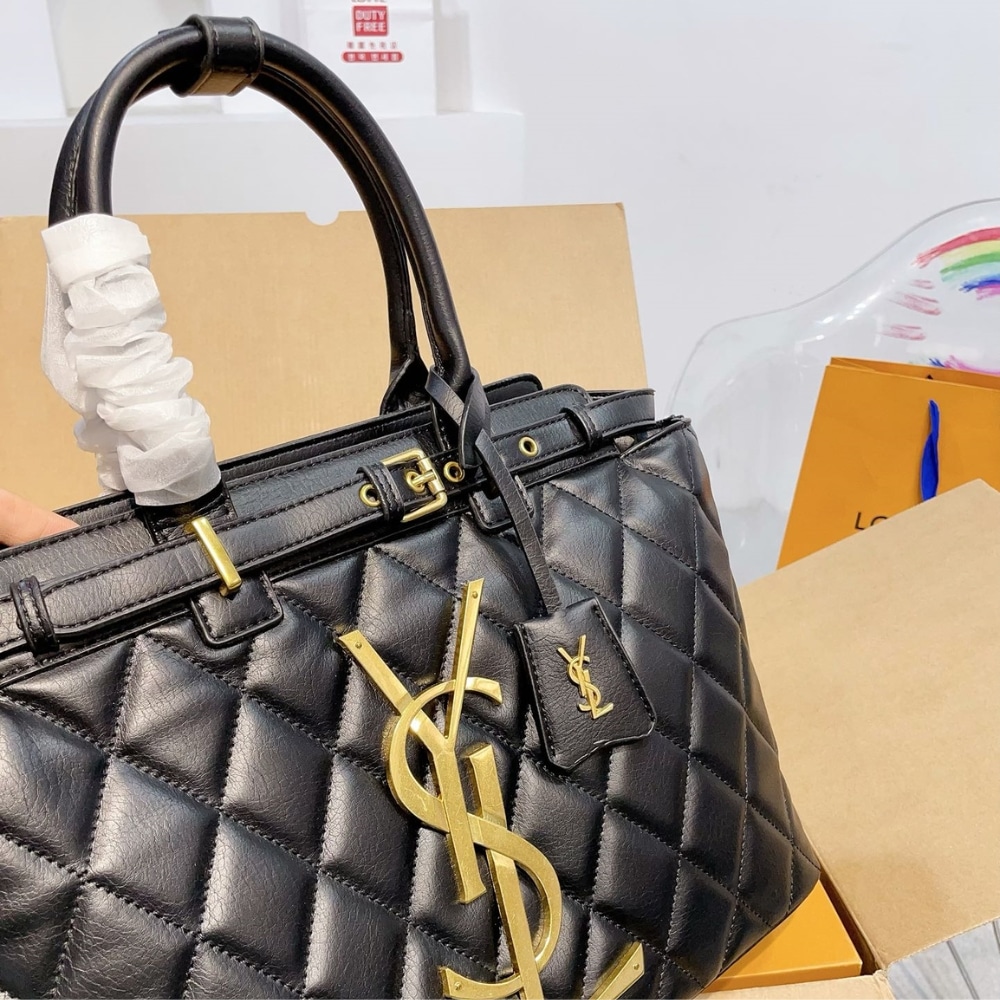 Saint Laurent Leather Leather Handbag Black 33Cm