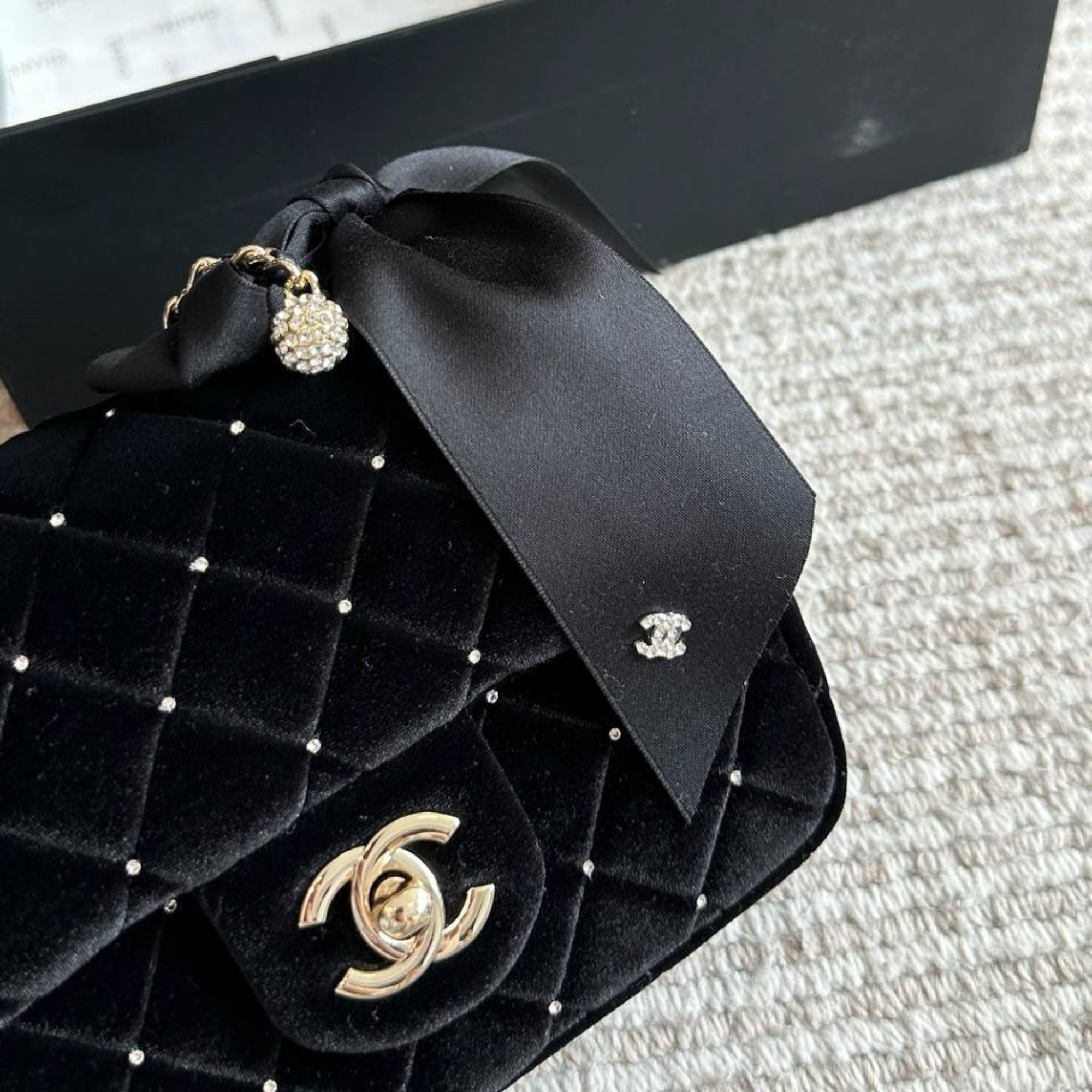 Chanel Mini Pearl Super Black Bag 17cm/6in