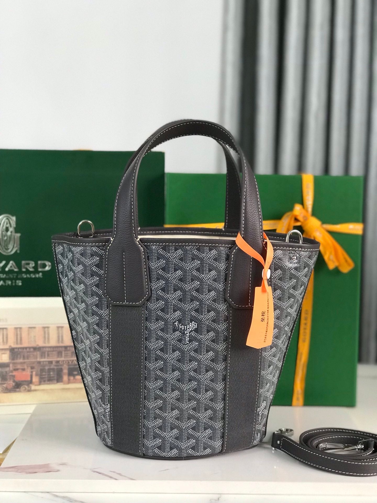 Goyard Small Belharra 24 Cm Gray Goyardine Canvas And Lambskin