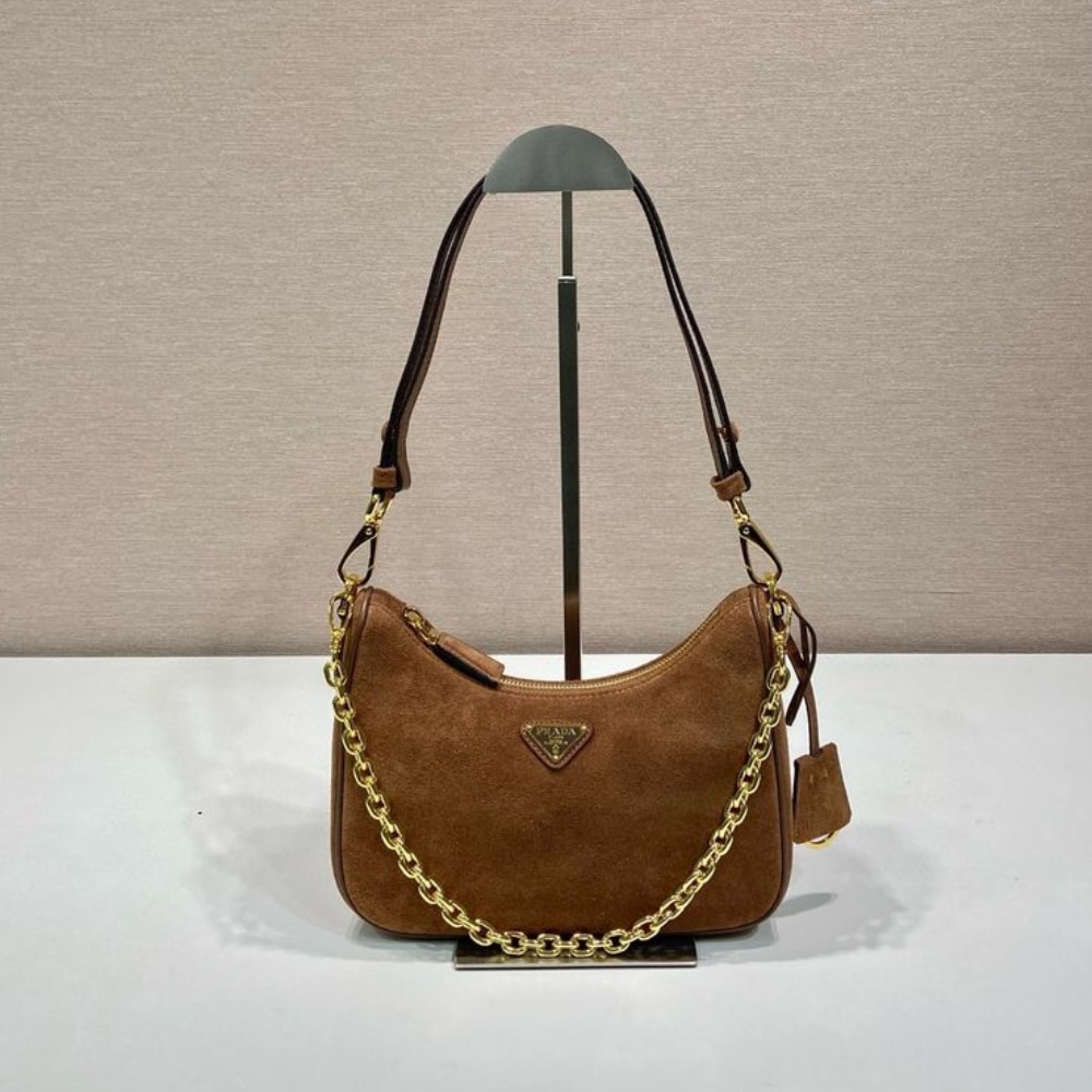 Prada Re Edition Mini Suede Bag Dark Brown 28Cm 1Bc204 2C4S F0324 V Qoo