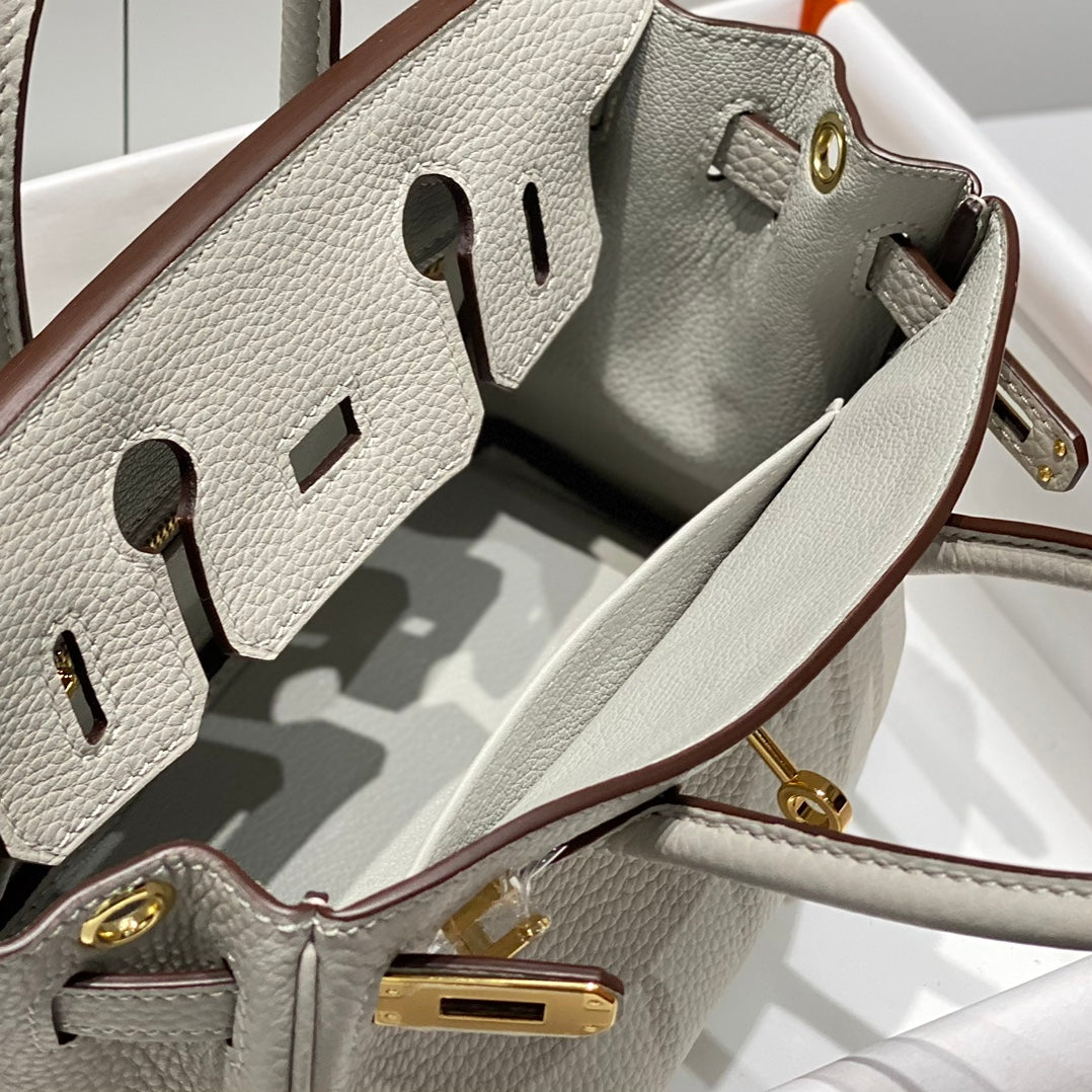 Hermes Birkin 20Cm Pearl Gray Togo Leather Gold Hardware