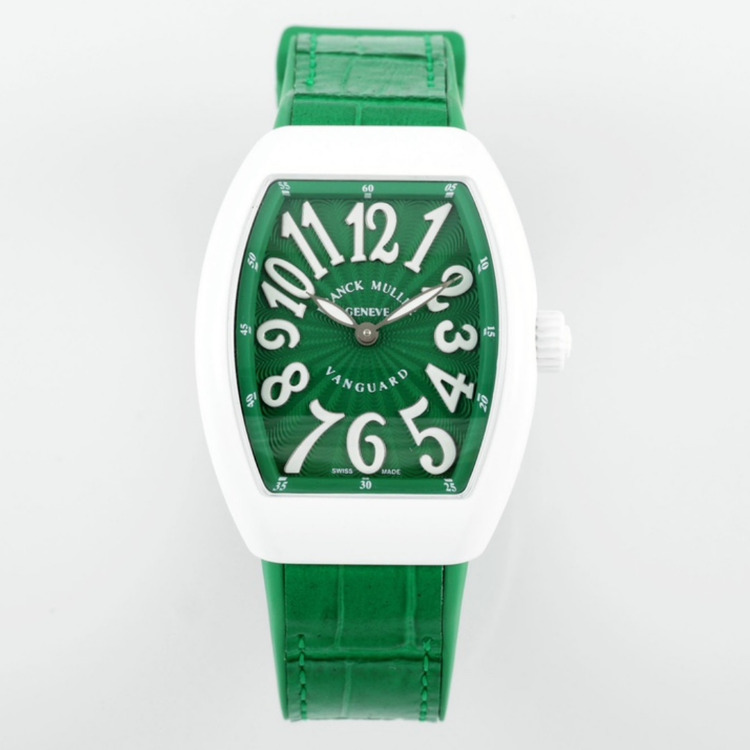 【Super Clone】Franck Muller Women's Yacht Green Dial Leather Strap