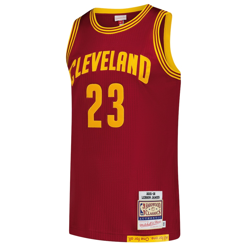 Men's Cleveland Cavaliers LeBron James Mitchell & Ness Wine Hardwood Classics 2015/16 Authentic Jersey