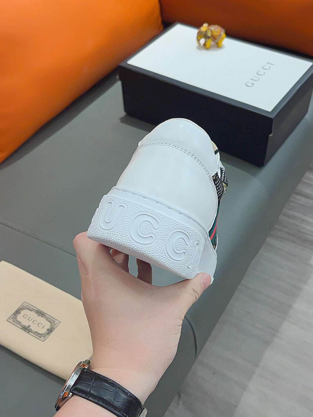 Gucci Screener Gg High Top Sneaker In White And Black