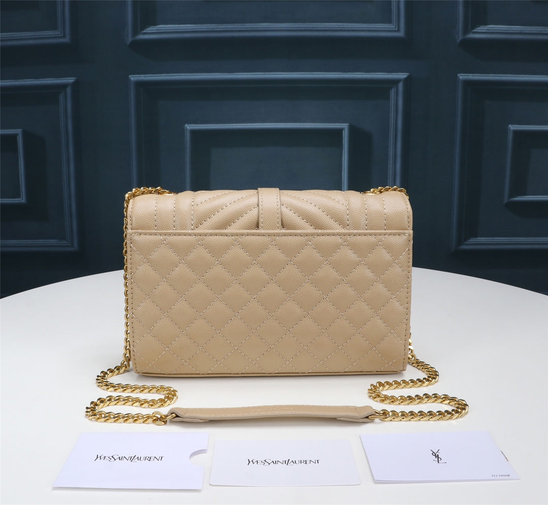 Saint Laurent Envelope Small Bag In Mix Matelasse Grain De Poudre Embossed Beige