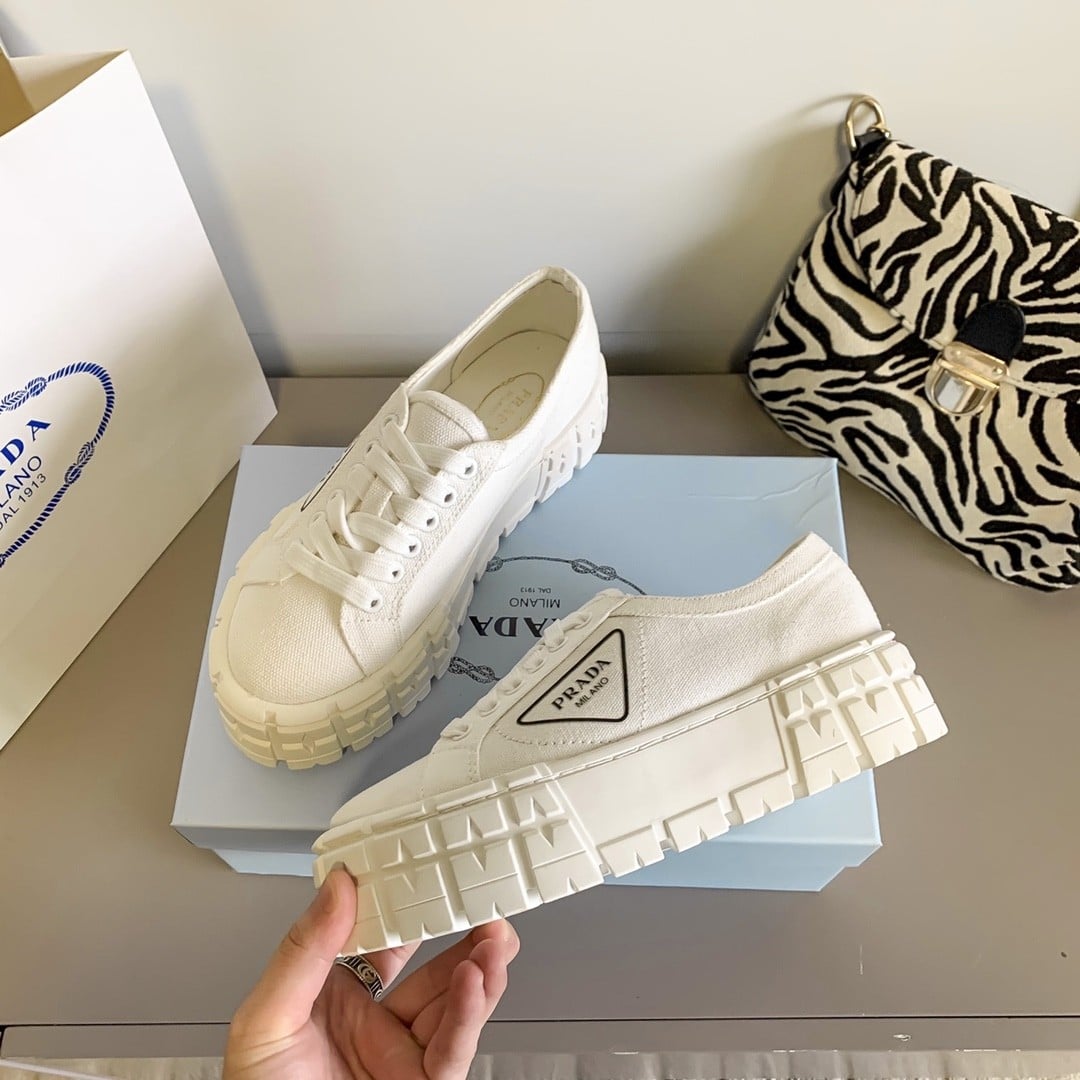 Prada Double Wheel Re Nylon Gabardine Sneaker White 1E260M 3Lfx F0009 F B050