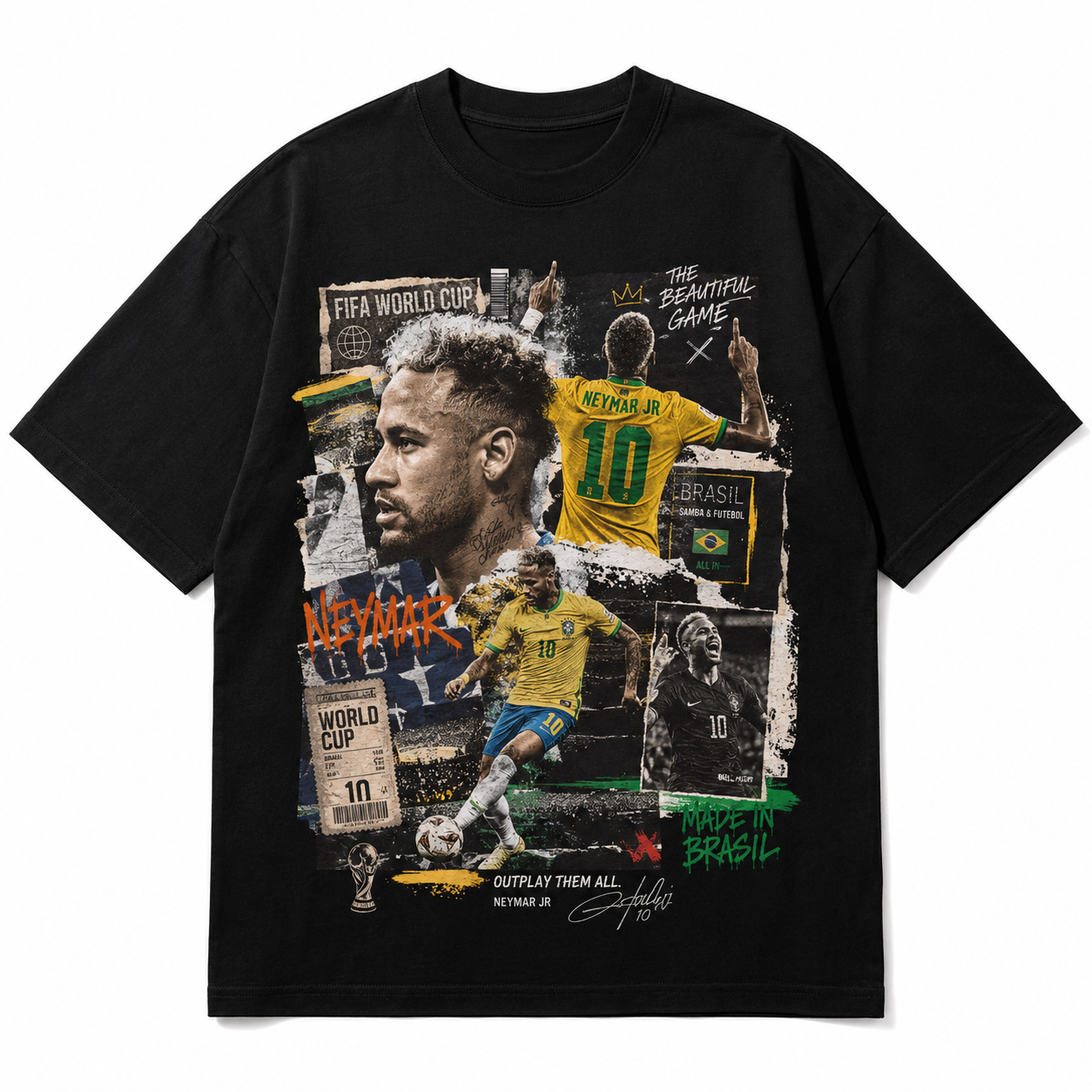 Neymar World Cup Printed T-Shirt  Unisex Loose Fit T-Shirt 100% Cotton Soft Comfortable Summer Casual Printed Top