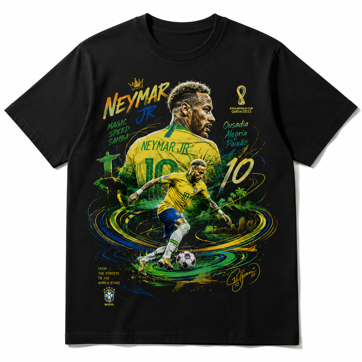 Neymar World Cup Printed T-Shirt  Unisex Loose Fit T-Shirt 100% Cotton Soft Comfortable Summer Casual Printed Top