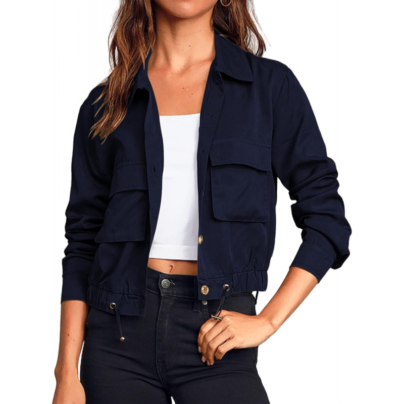 Women's Military Safari Cropped Jackets Button