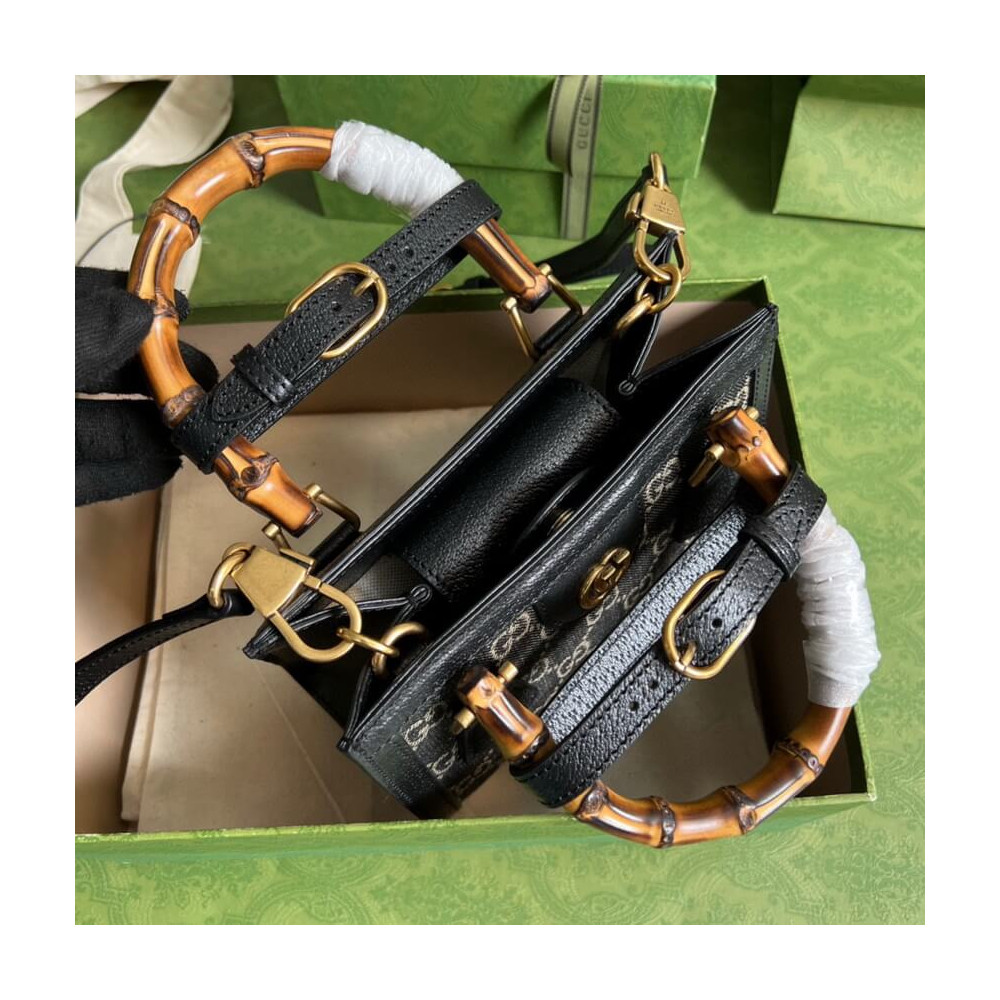 Gucci Diana Mini Tote Bag in Black Denim