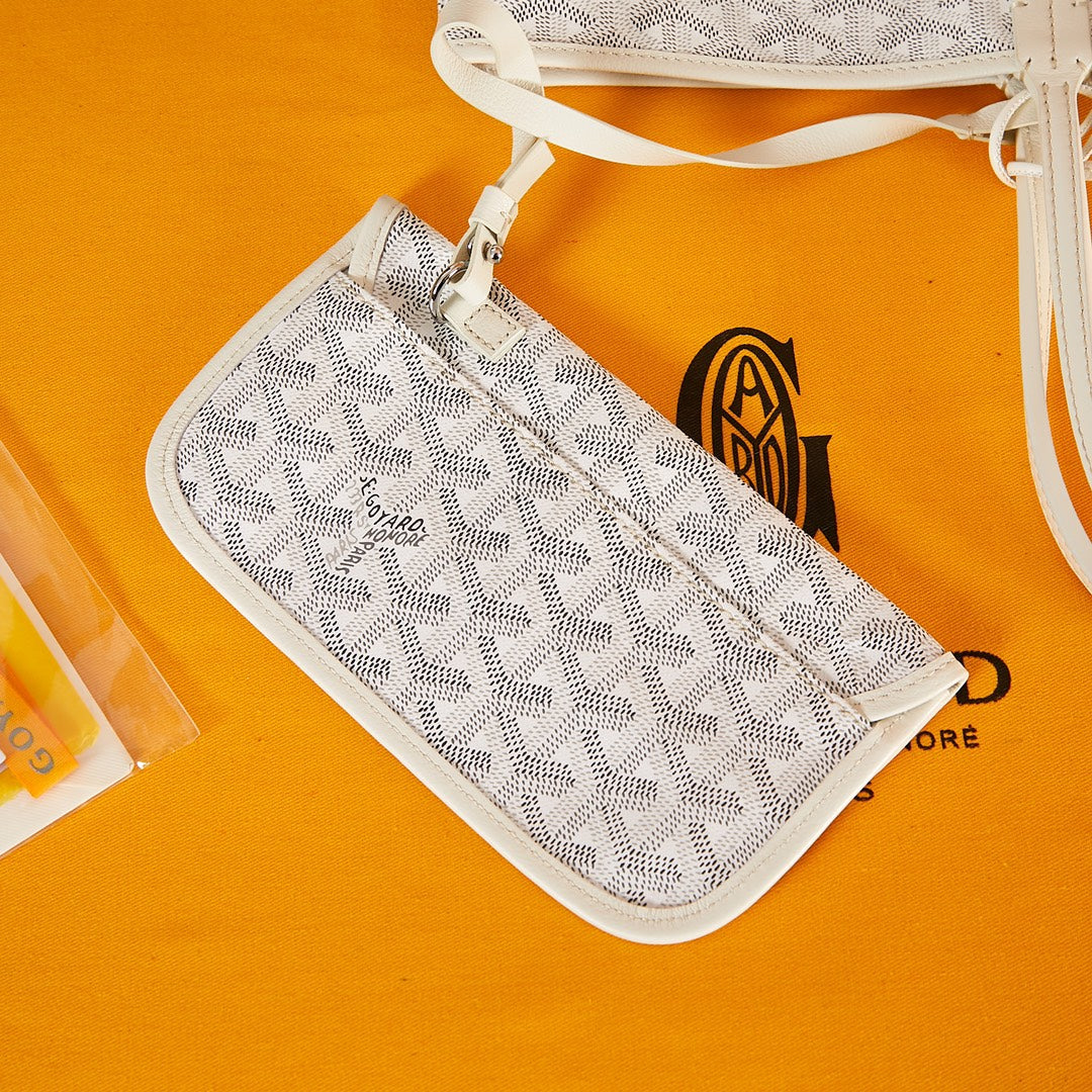 Goyard Saint Louis Pm 34Cm White Canvas Chevroches Calfskin