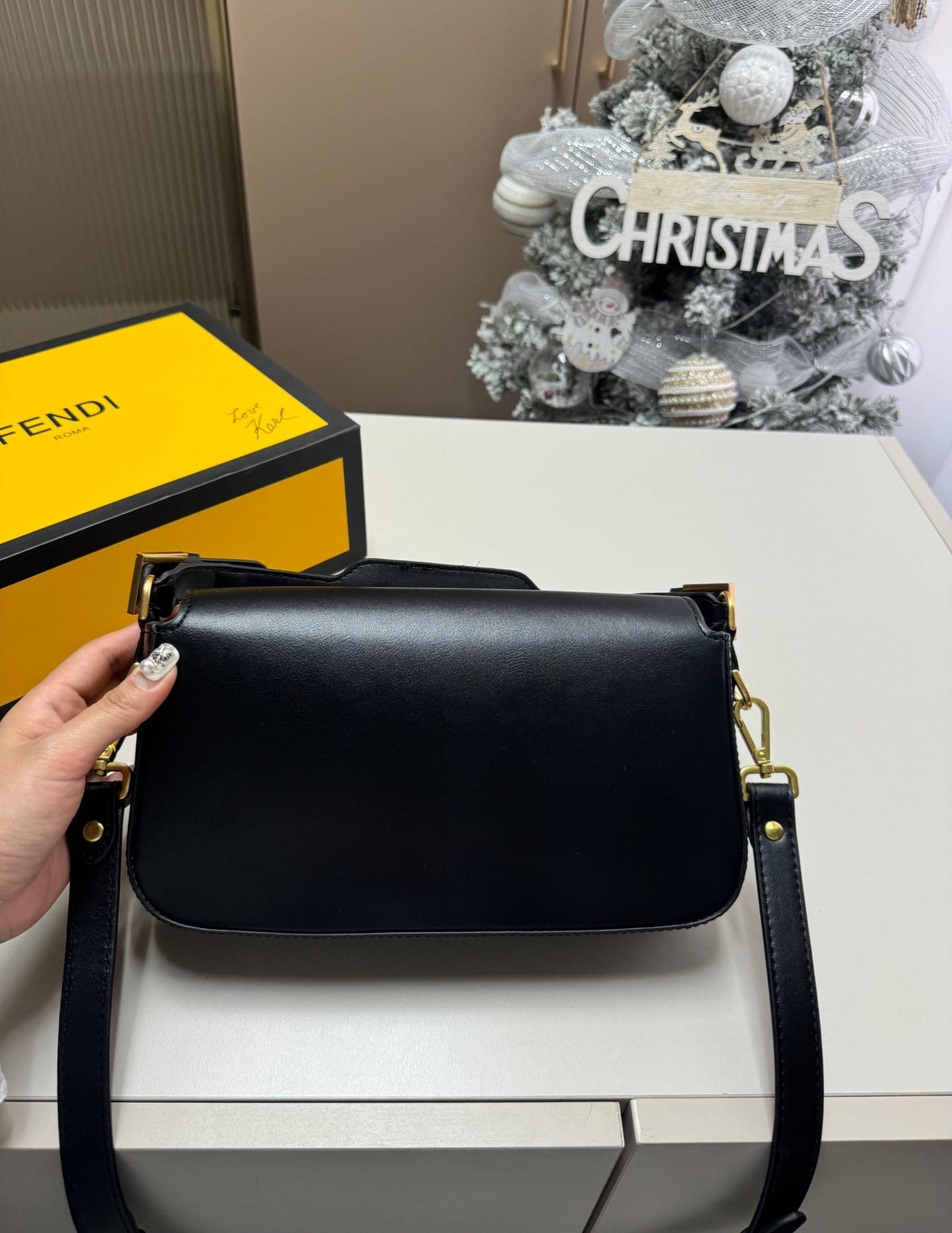 Fendi Baguette Bag Black Leather 25Cm/ 9.8 in