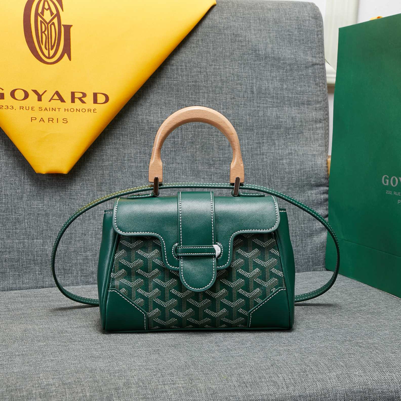 Goyard Saigon Souple Mini Bag Green Canvas 20cm