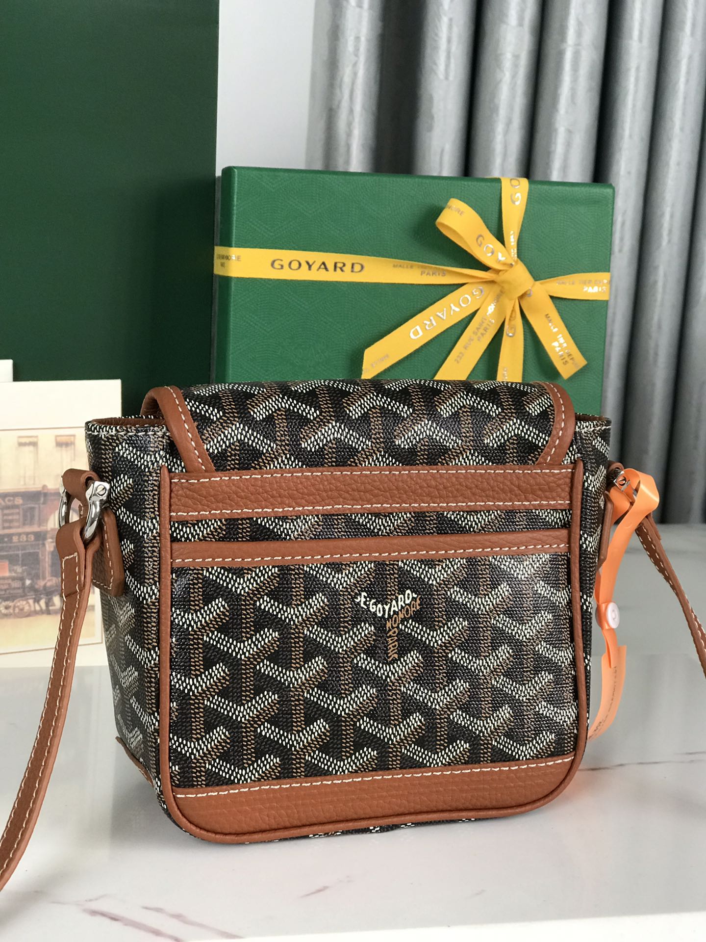 Goyard Grand Bleu 16 Cm Black Goyardine Canvas And Tan Lambskin