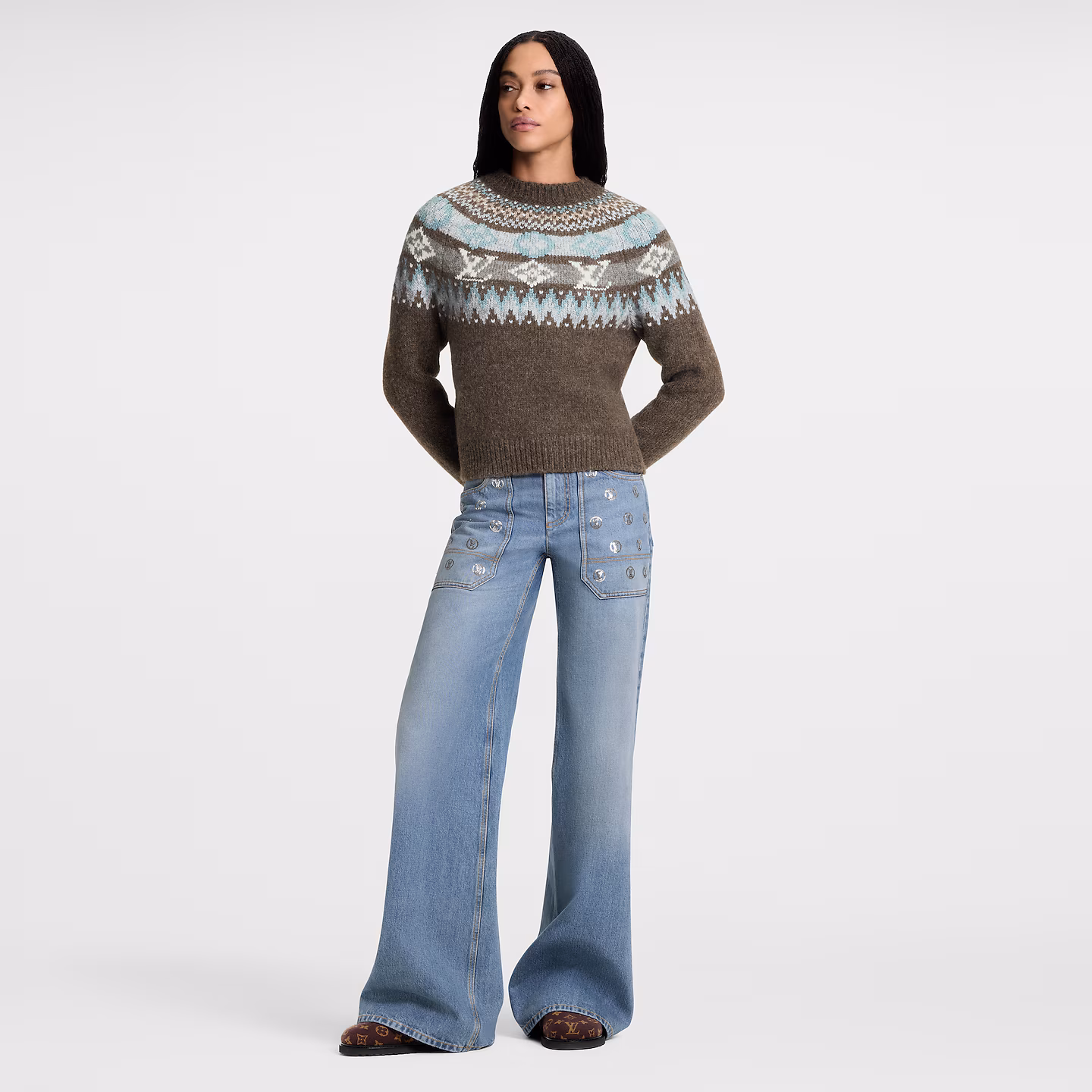 LV Ski Geometric Monogram Knit Pullover