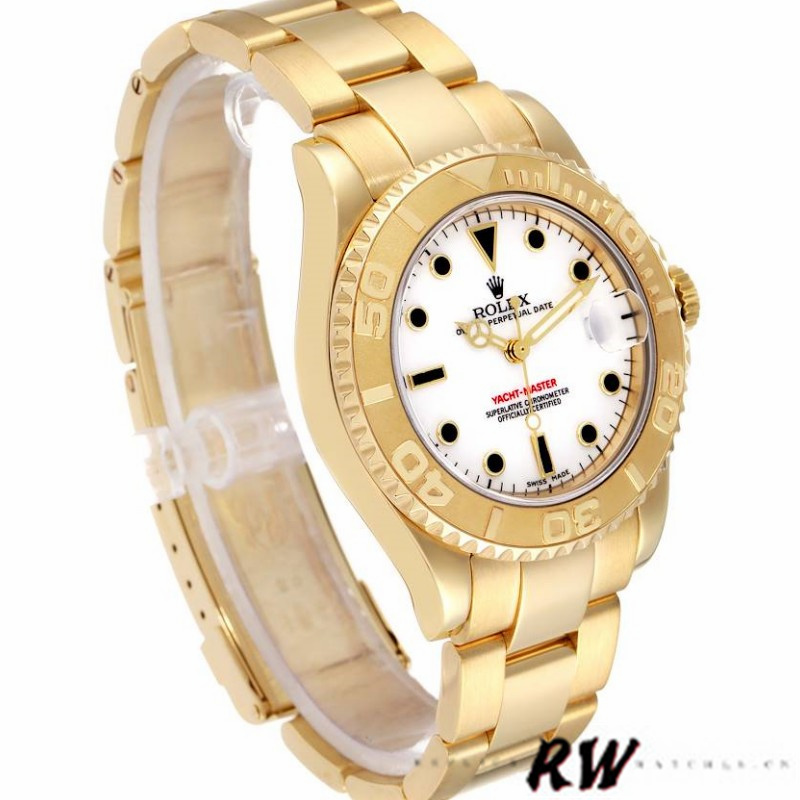 【Super Clone】Rolex Yacht-Master 168628 White Dial Yellow Gold 35MM Unisex Replica Watch