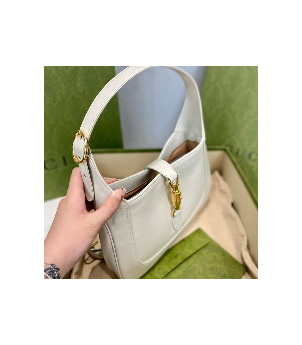 Gucci Jackie 1961 Small Hobo Bag In White Leather 27.5cm