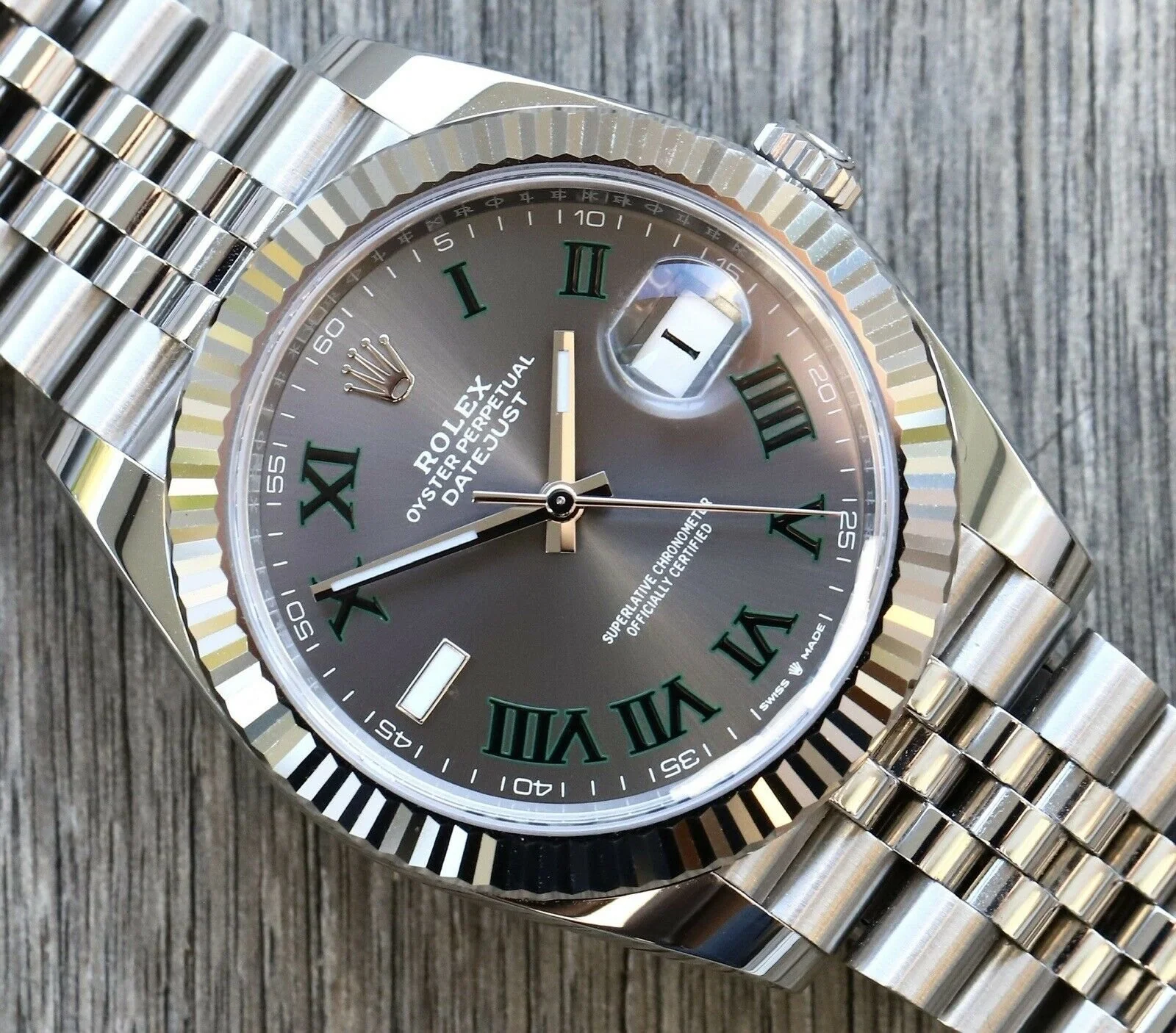 Rolex Datejust 41mm Rhodium Dial 126334 “Wimbledon” Flutted / Jubilee