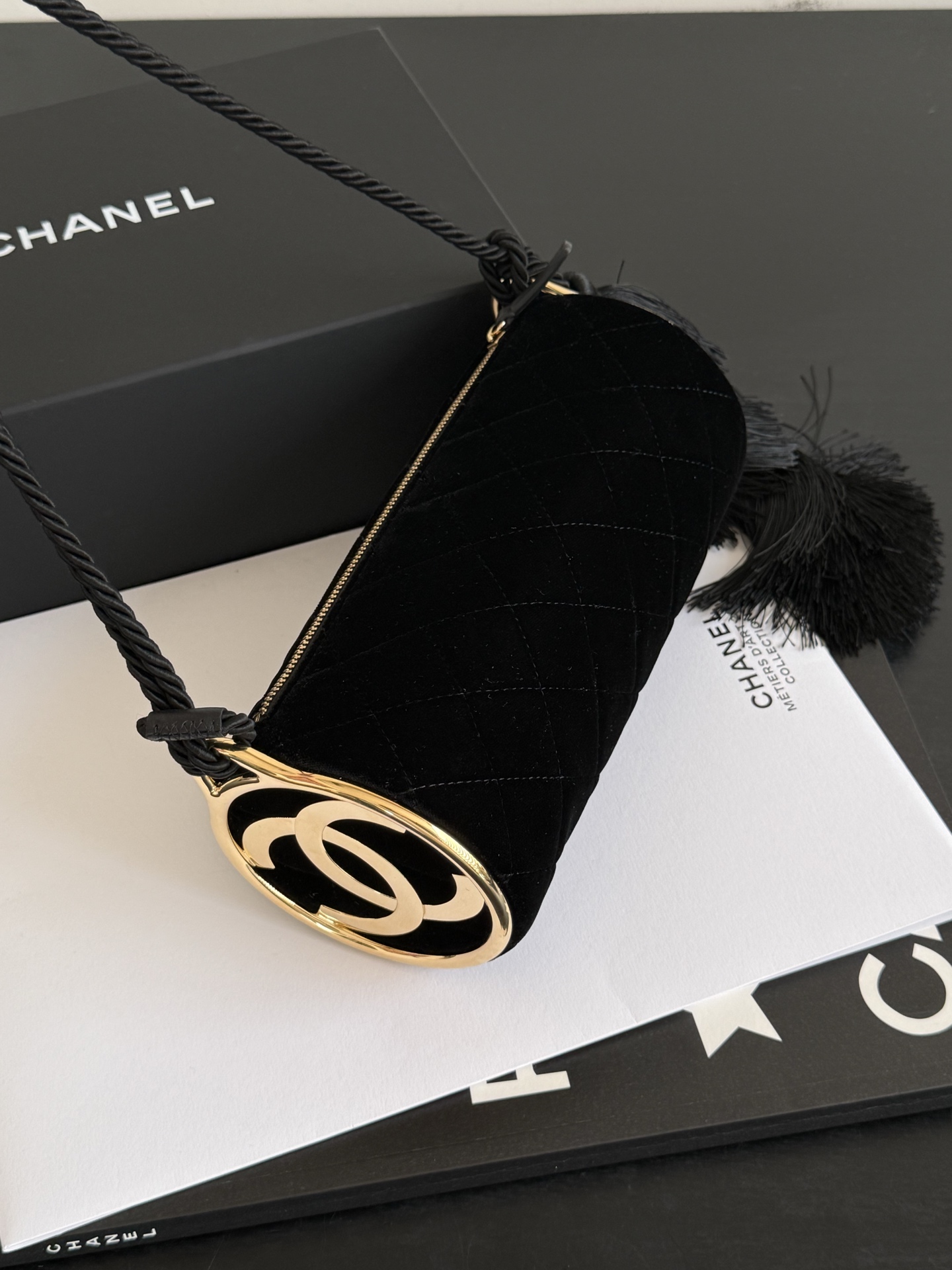 CHANEL 26 Métiers d’Art Velvet Barrel Bag
