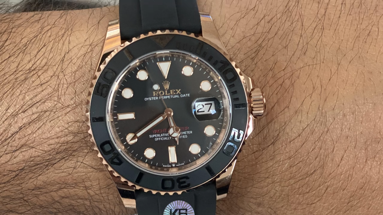 【Super Clone】Rolex Yacht-Master 116655 Everose Gold Black Dial 40mm Mens replica Watch