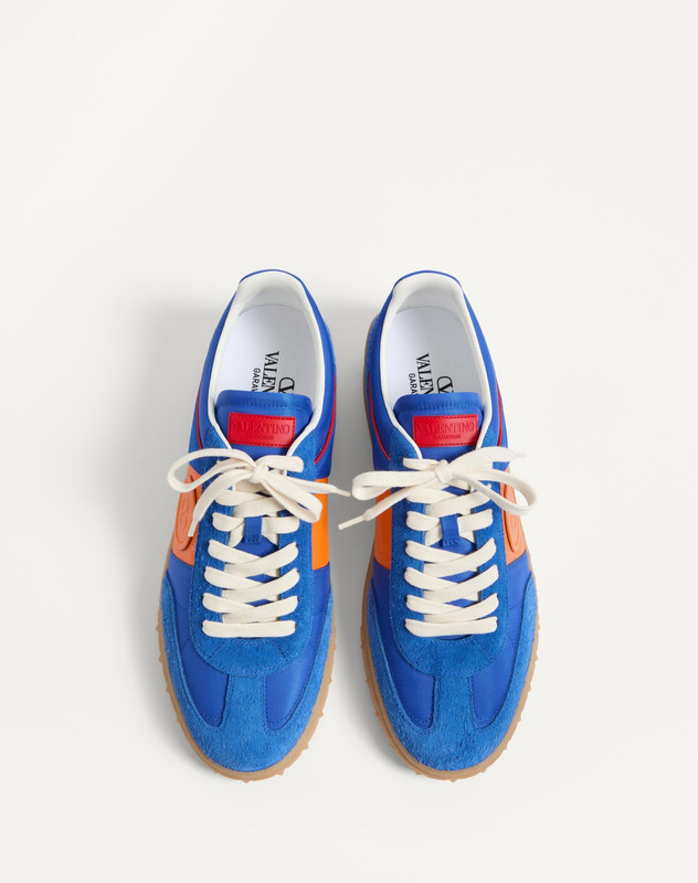VALENTINO UPVILLAGE LOW TOP SNEAKER IN CRUST LEATHER AND NYLON