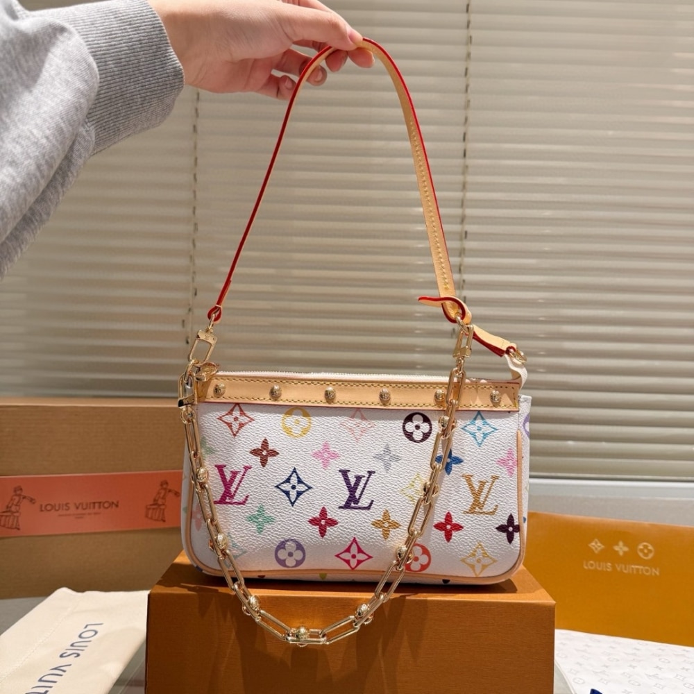 Louis Vuitton X Takashi Murakami Pochette Accessoires Multicolore White 22Cm M13404