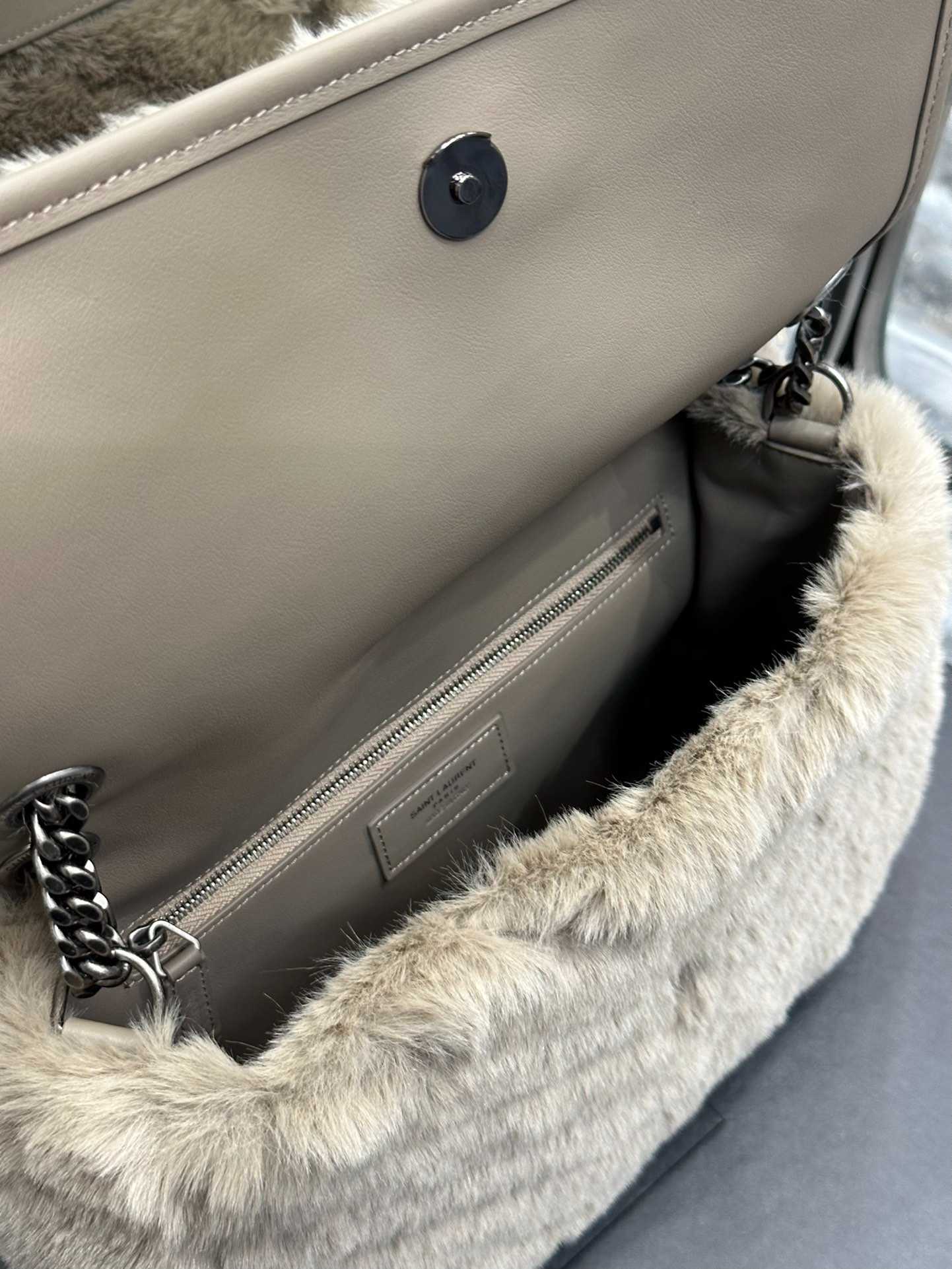 Saint Laurent Niki Medium Chain Bag In Shearling Brown