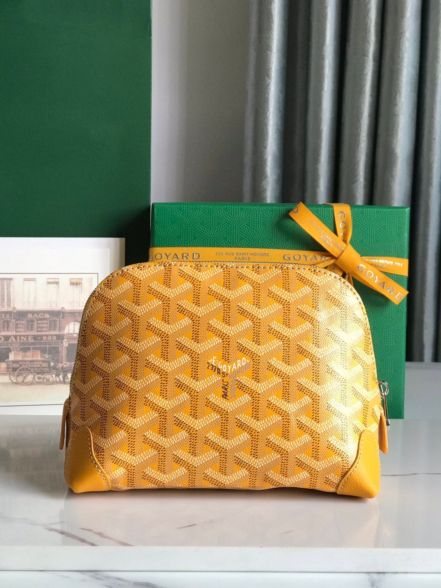 Goyard Vendôme Cosmetic Pouch 17 Cm Yellow Goyardine Canvas And Calfskin Trim