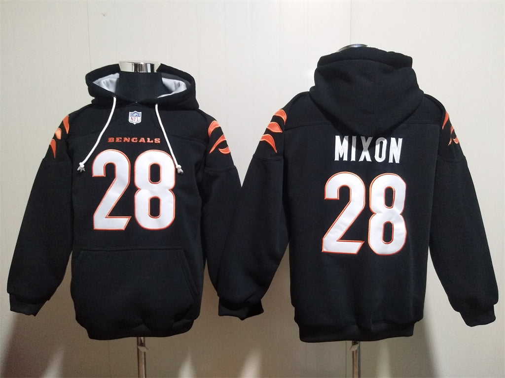 Cincinnati Bengals Black Hoodie #28 MIXON  (with pockets)