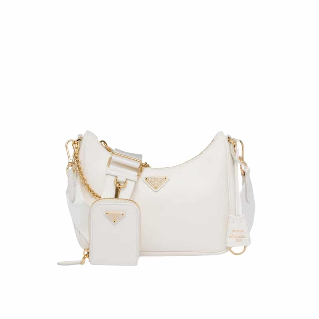 Prada Re Edition 2005 Saffiano Leather Bag White 22cm 1BH204 NZV F02EN V V2M