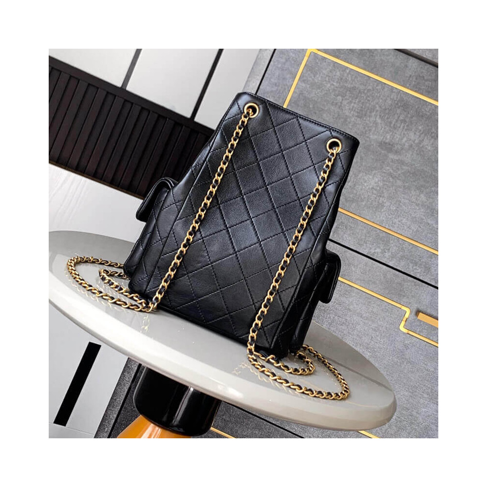 Chanel Lambskin Backpack Black