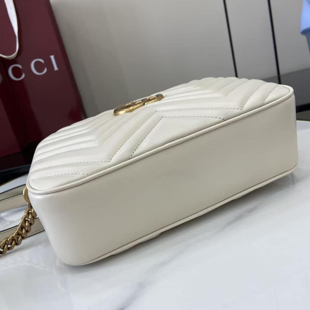 Gucci Gg Marmont Small Shoulder Bag ‎white 24cm 447632 Dtd1t 9022