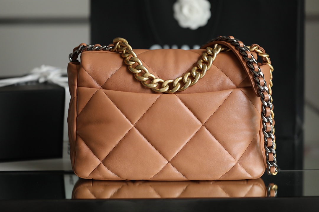 Chanel 19 Quilted Handbag Light Grey 30Cm