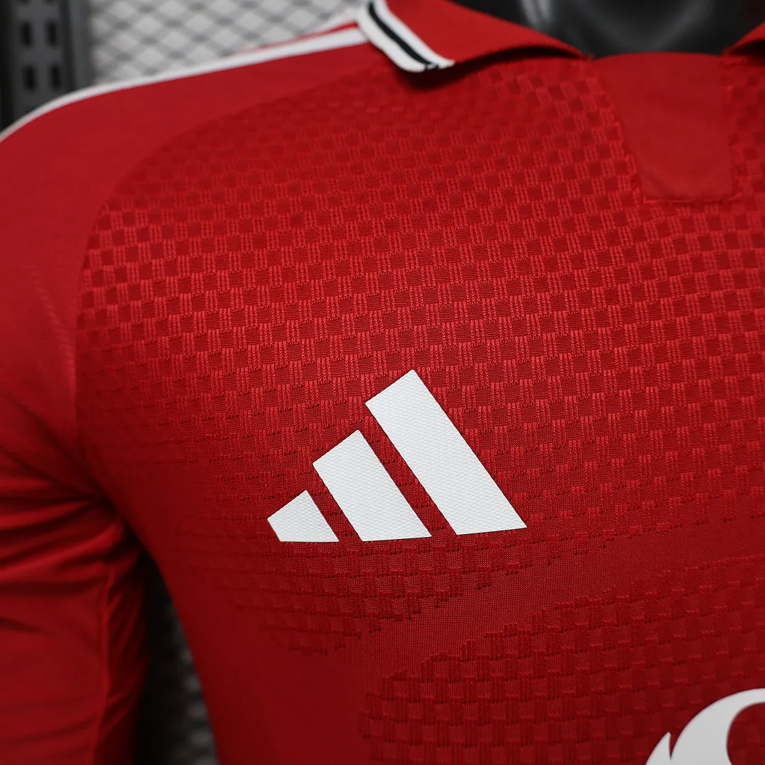 2026/27 Premier League Manchester United Team Home Football Jersey Player Version Long Sleeves - JerseyFun
