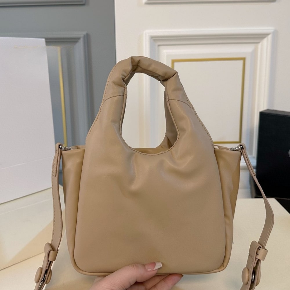 Prada Padded Soft Leather Bag Desert Beige 19Cm
