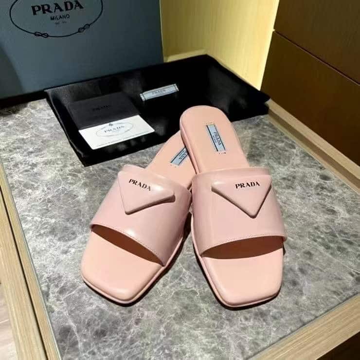 Prada Brushed Leather Slide In Pink