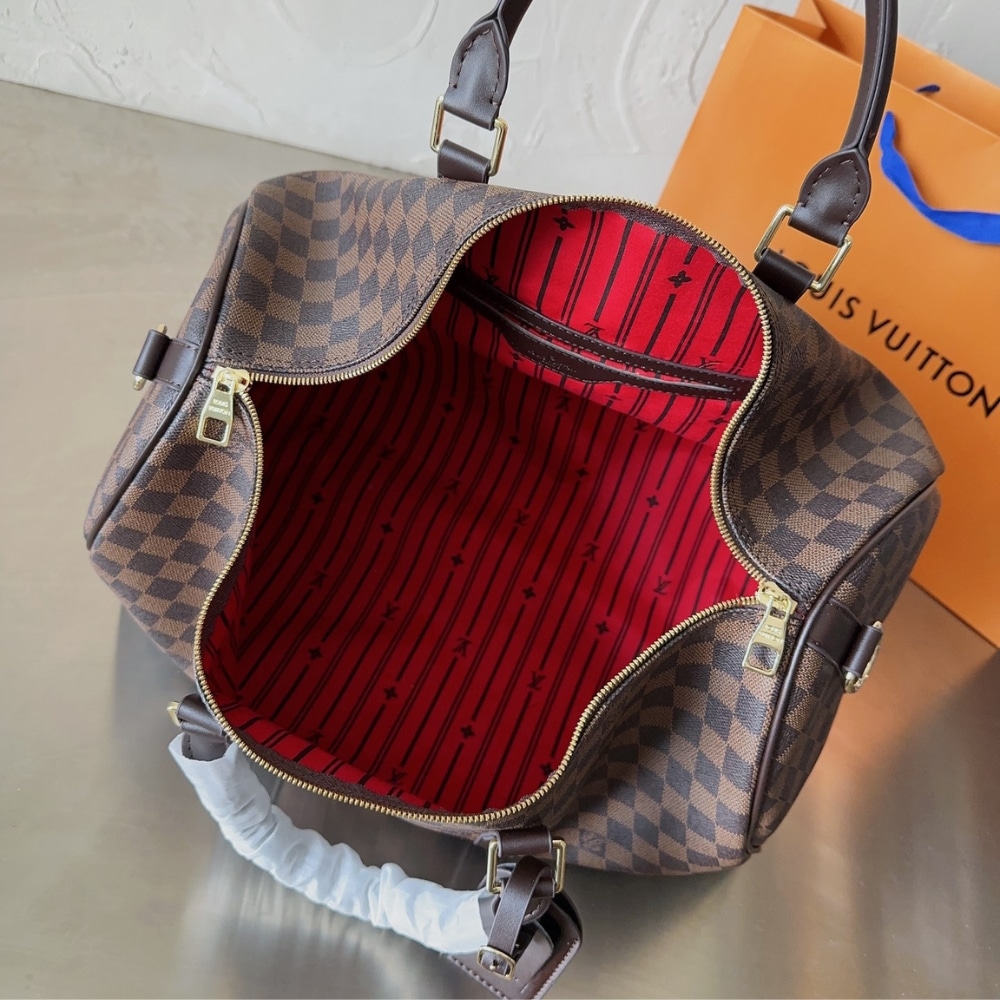 Louis Vuitton Keepall Bandoulière Travel Bag Damier Ebene Brown 45Cm