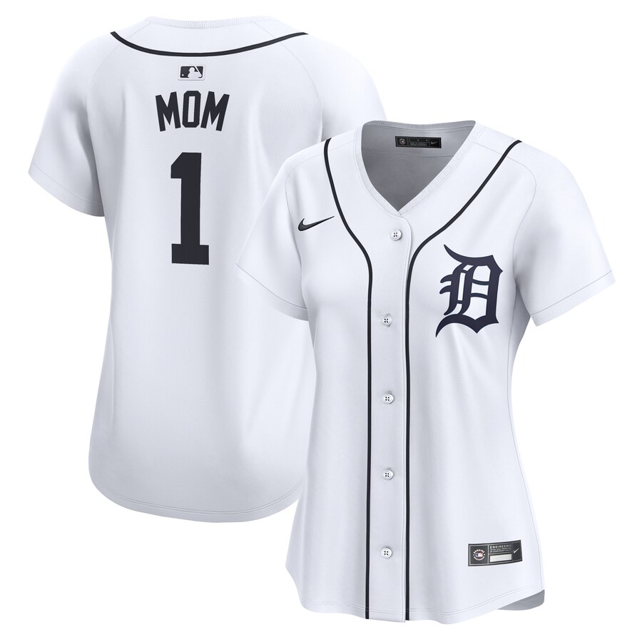 Detroit Tigers Women's #1 Mom Home Limited Jersey White