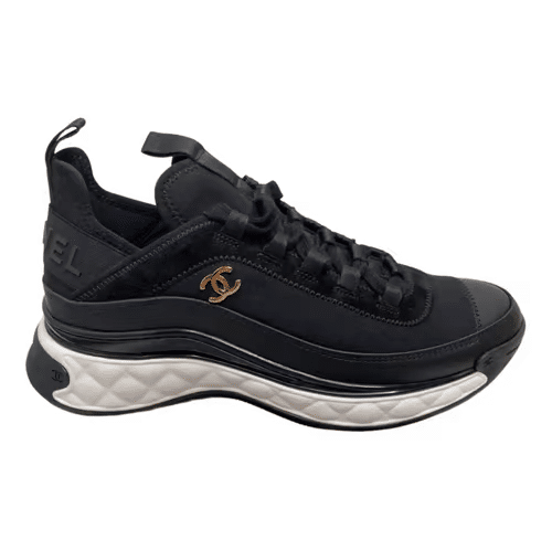 Chanel Logo Low Top Trainer Sneakers Black G35617