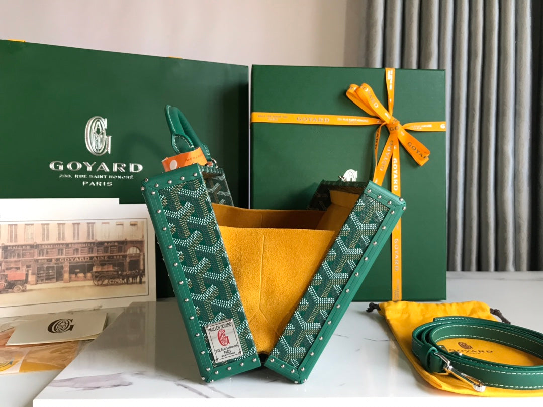 Goyard Grand Hôtel Trunk Bag 24.5cm Green Goyardine Canvas And Calfskin