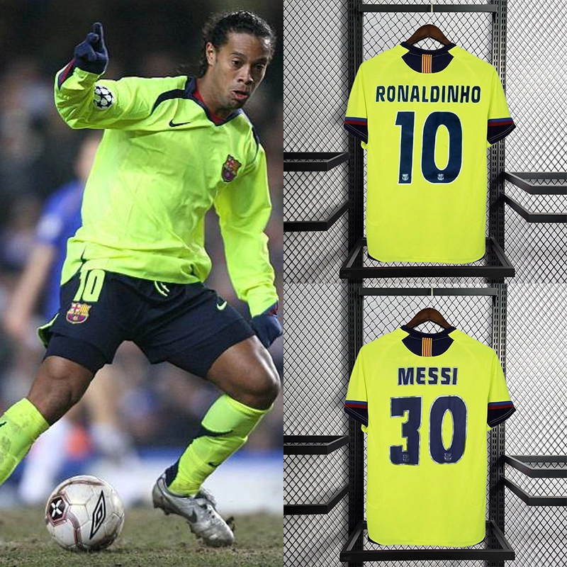 Retro 2005-06 FC Barcelona away XAVI MESSI RONALDINHO Football jersey retro
