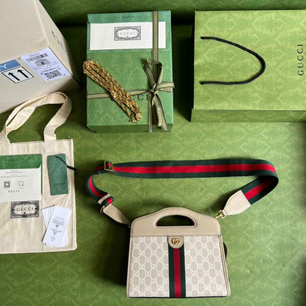 Gucci Ophidia Small Tote With Web White