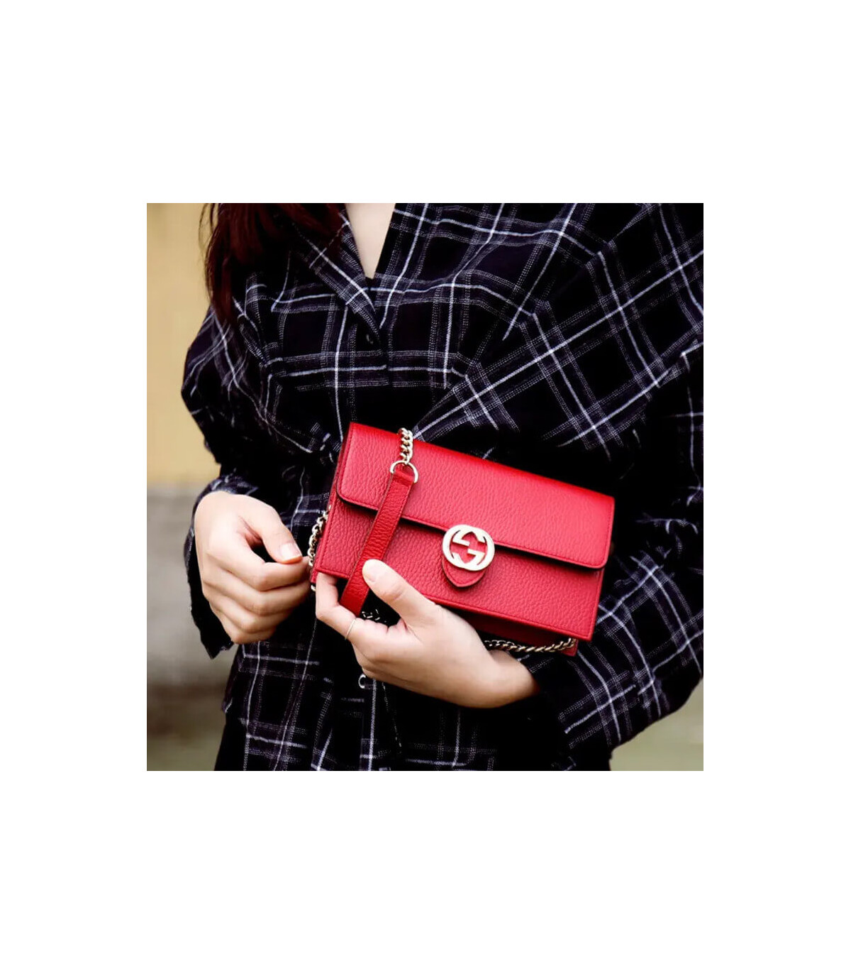 Gucci GG Interlocking Wallet On Chain Red