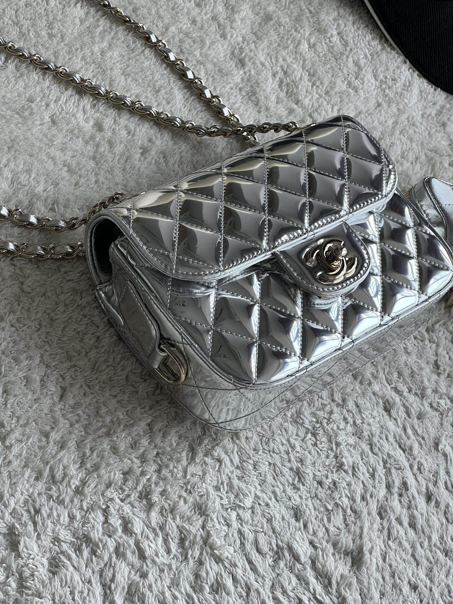 24C Hollywood Boulevard Mini Flap Bag with Star Coin Purse in Mirror Calfskin and Light Gold-Tone Hardware (AS4646)