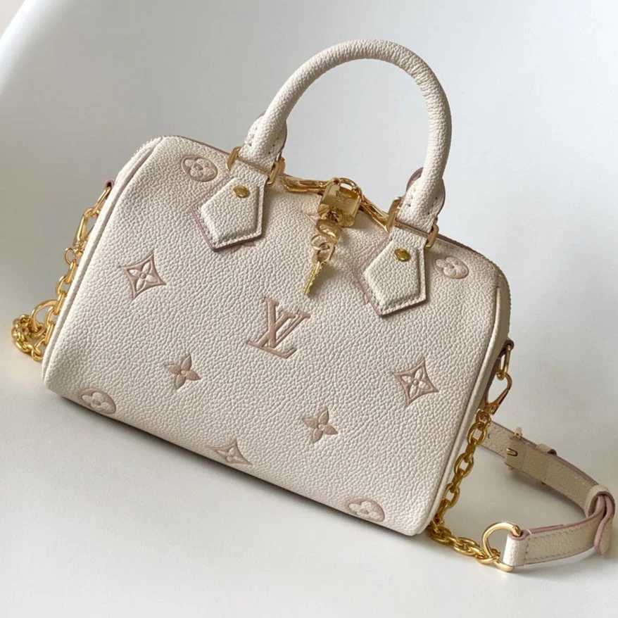LV Speedy 20 Bandoulière Bag Beige Embossed cowhide 252519