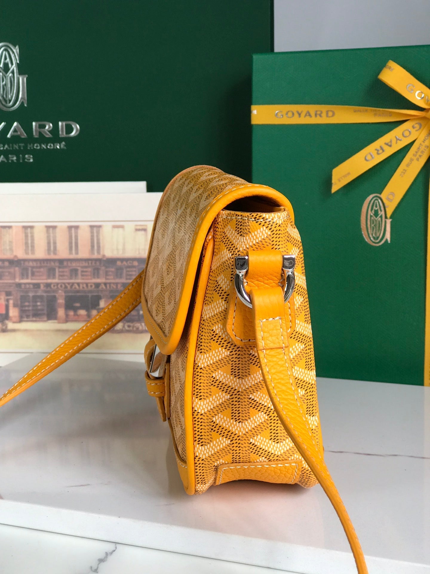 Goyard Grand Bleu 16cm Yellow Goyardine Canvas And Lambskin