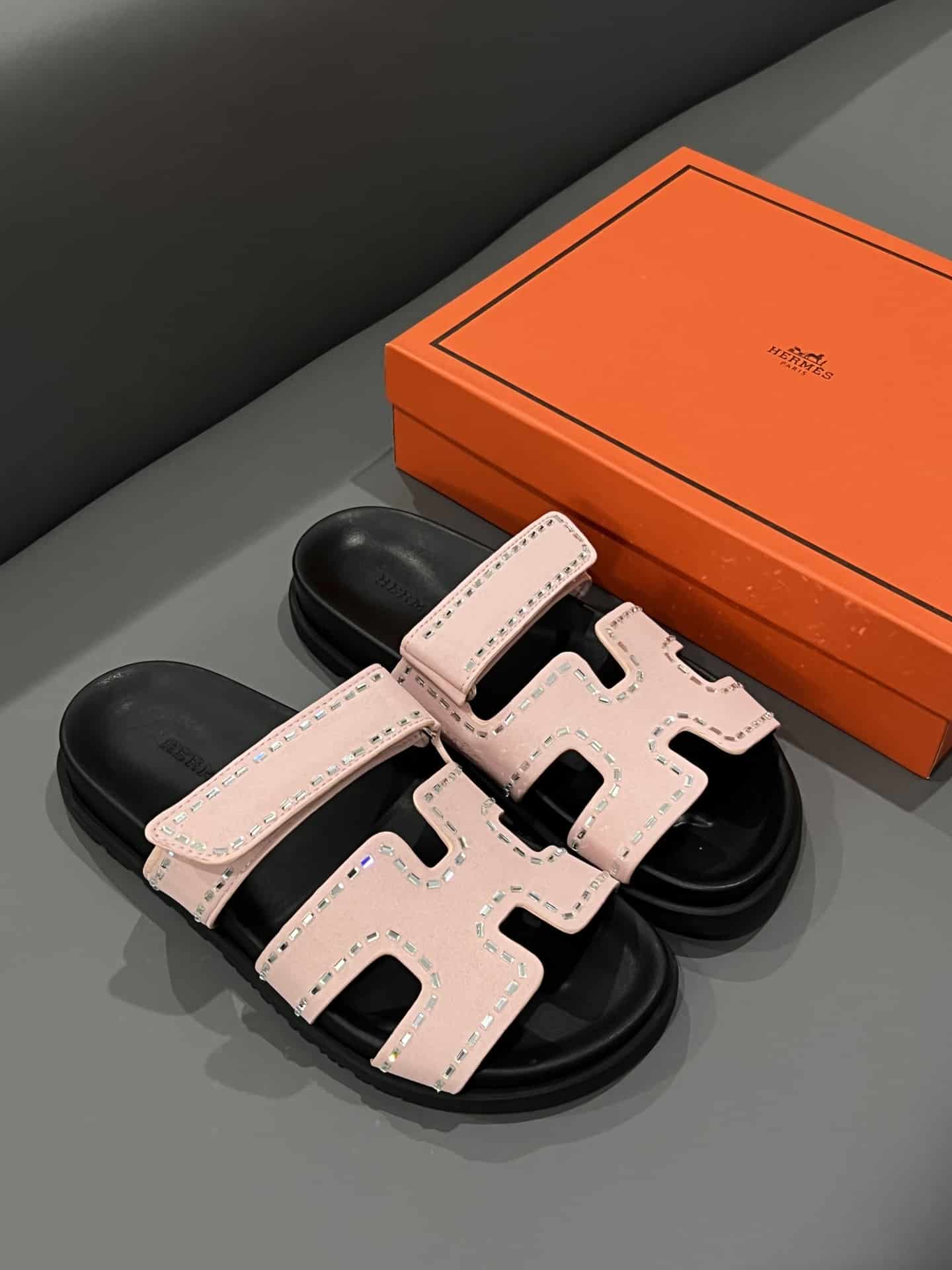 Hermes Chypre Sandal Suede Crystal Pink