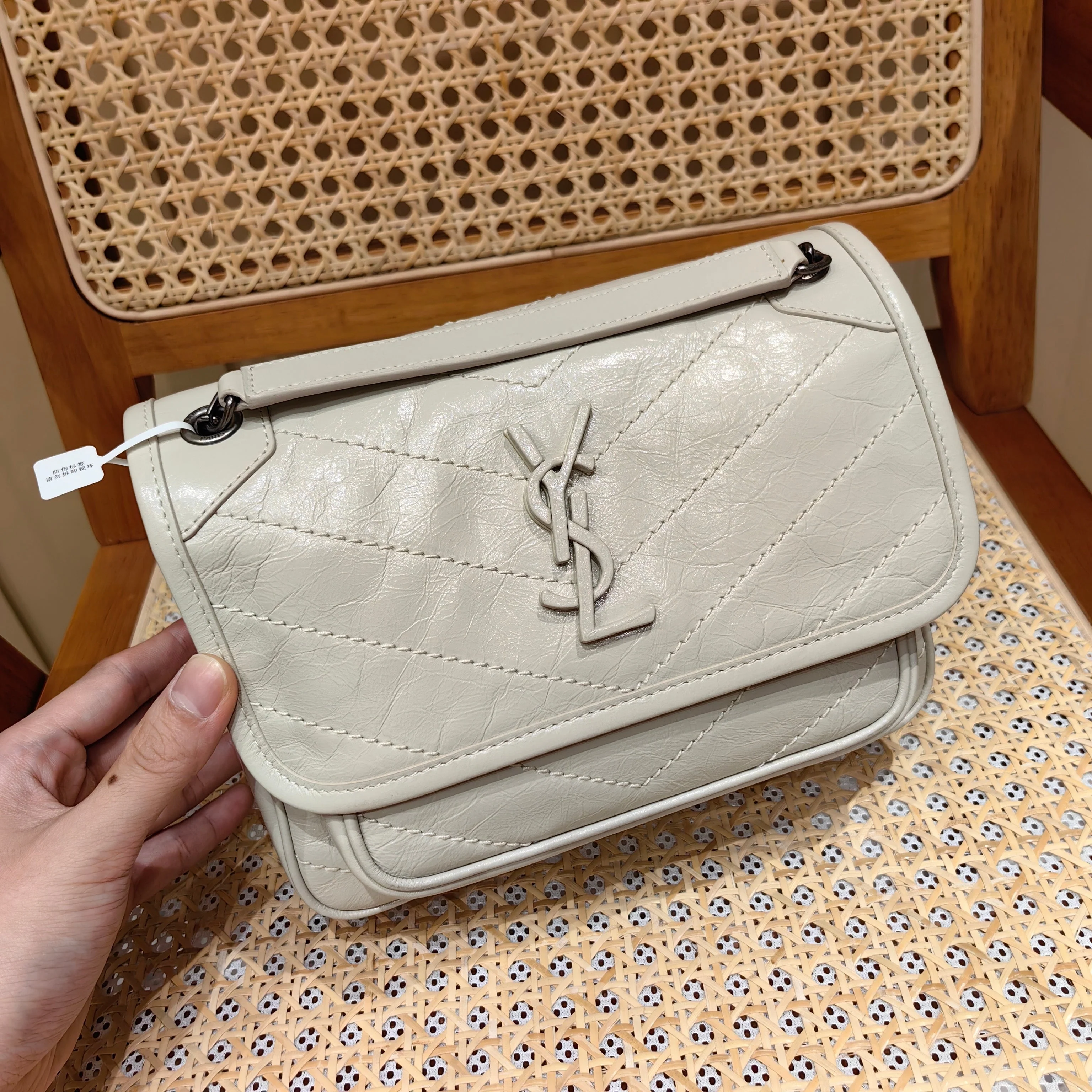 YSL Niki Baby Bag Light Beige Calfskin 338902